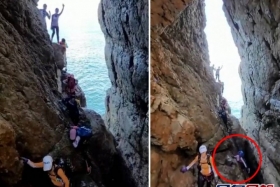 视频:香港一女驴友穿越海岩跌落海